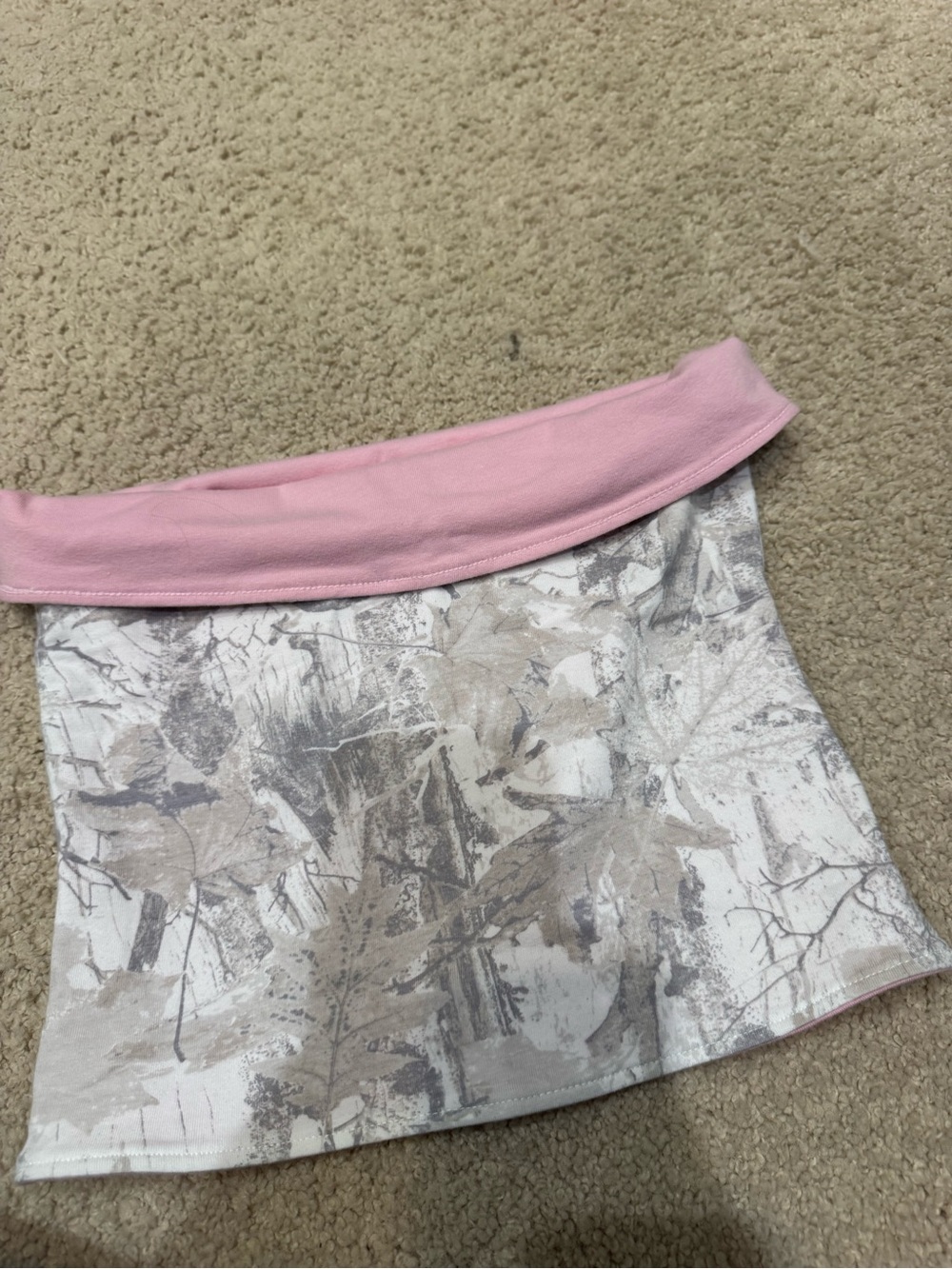 Hollister Pink Fold-Over Waist Camouflage-Leaf Mini Skirt